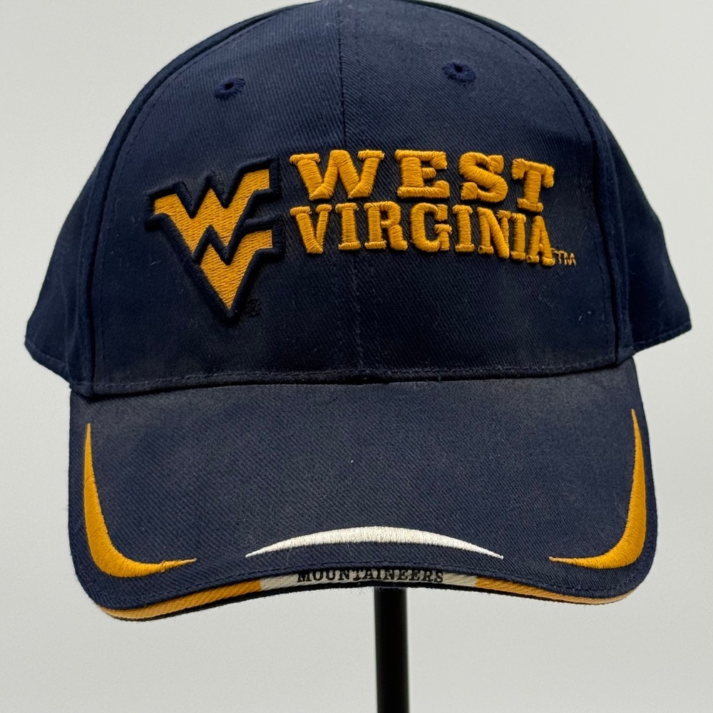 West Virginia Mountaineers Hat Synergism Navy Blue Gold Adjustable Cap NCAA